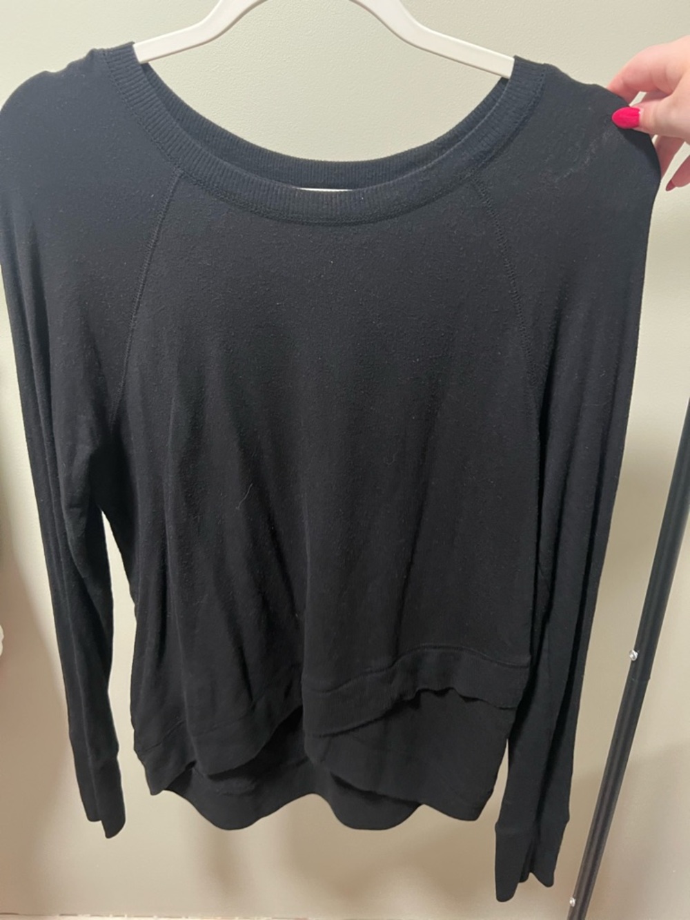 Athleta Black Long-Sleeve Crewneck Pullover
